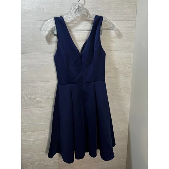 Navy Blue Sleeveless Fit & Flare V-Neck Cocktail Dress Size‎ S - Picture 2 of 5